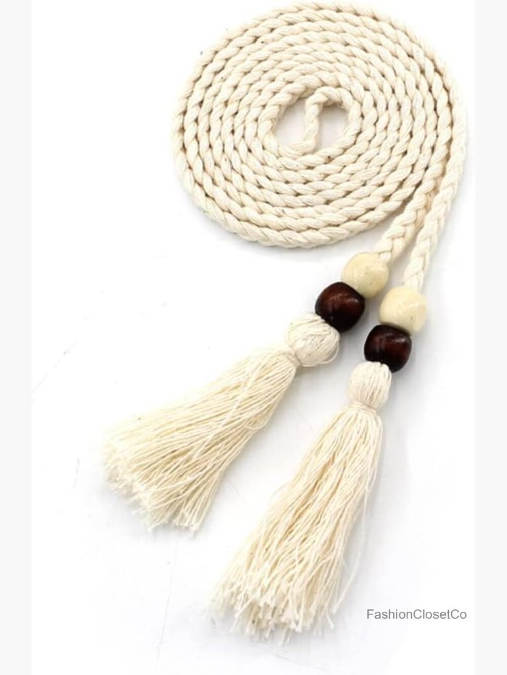 Braided Knotted Waist Belt Skinny Mixed Color Rope Chain Tassel for Dress Skirt